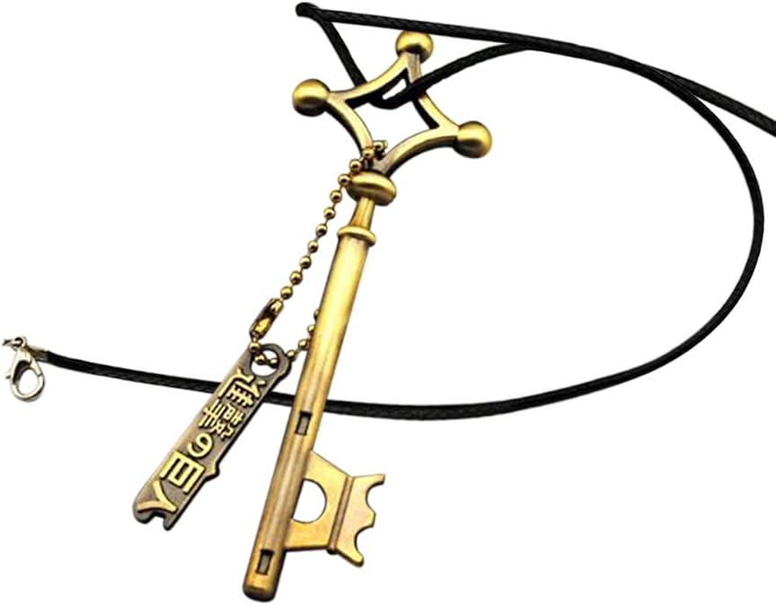 Anime Cosplay Necklace with Metal Key Pendant for Adults Accessories Gold