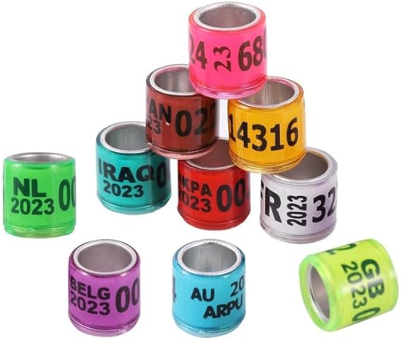 50Pcs 2024 2025 Multicolor Pigeon Foot Ring with Word Foot Ring Durable Bird Ring Pet Bird Marking Ring Bird Supplies (2024,Black)