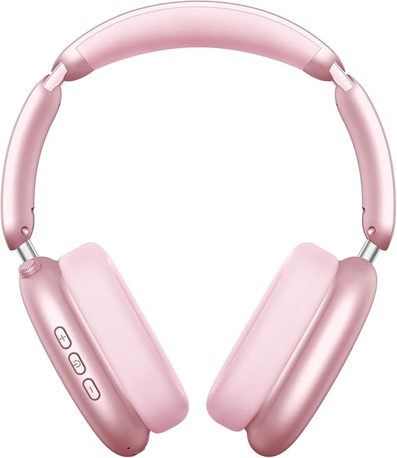 Wentronic Y02 Active Noise Cancelling Headphones, 60 Hours, 5 EQ Music Modes, Hi-Res Audio, Deep Bass, Foldable Wireless Over-Ear Bluetooth 5.4 Headset, Breathable Leather Ear Pads (Rose)