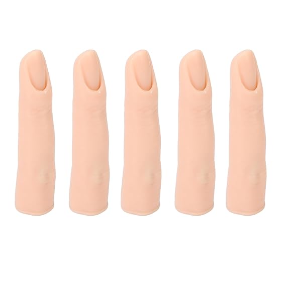 Silicone Practice Fingers, 5 Pieces Silicone Nail Training Finger DIY Practice Flexible Joints Nail Finger Bendable Fake Training Finger for Nails Practice, DIY Nail Art (Skin