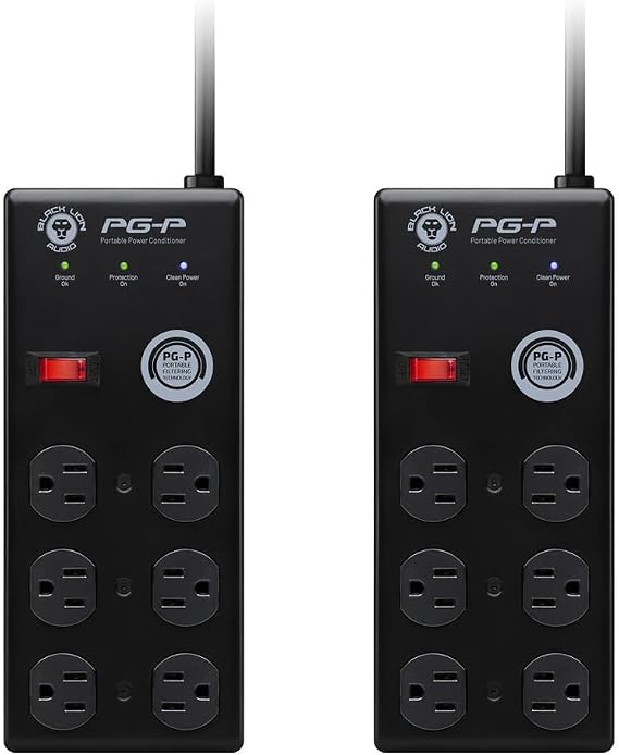 Black Lion Audio PG-P Portable Power Conditioner, 6 Outlets, 9' Cable (Pair) Bundle
