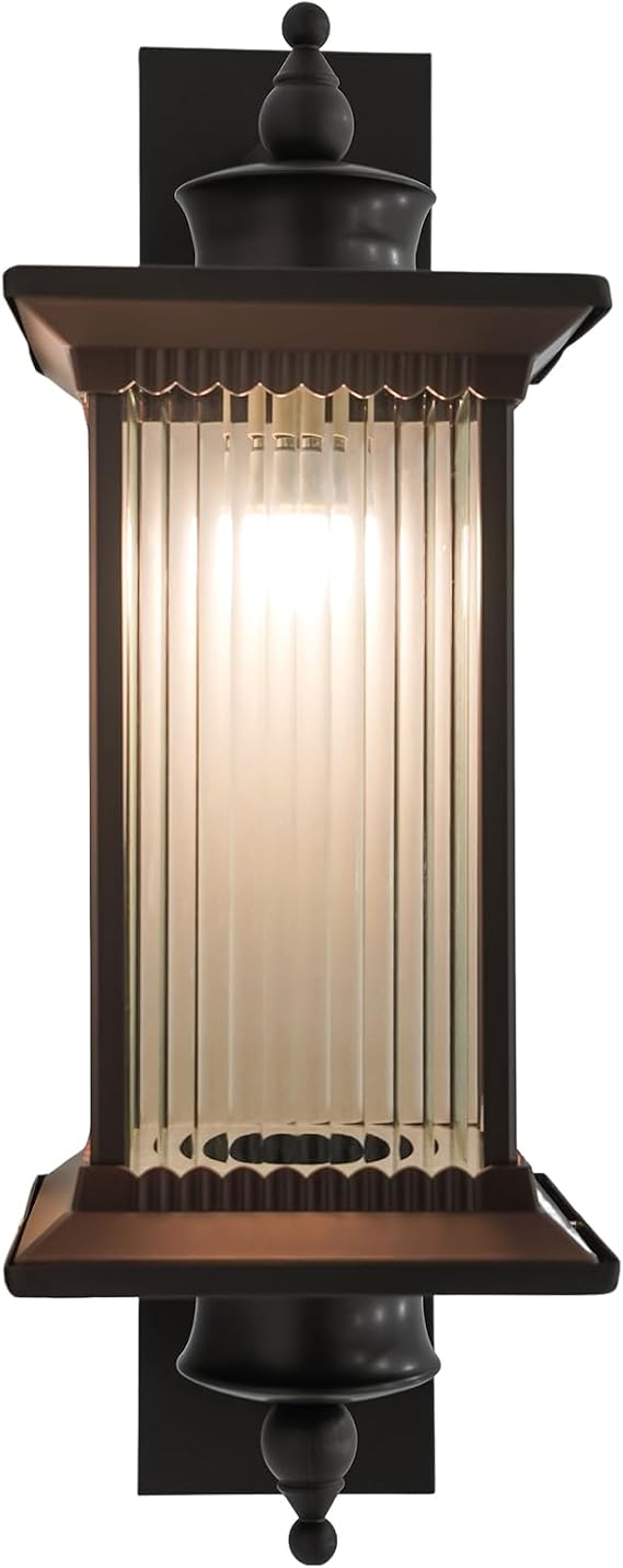 24*58cm Outdoor Wall Lights Aluminum Black Wall Lantern Porch Light for Entryway Doorway, Outdoor Wall Lantern with Anti-Rust Wall Sconce Light Fixture with Clear Glass Shade, Matte Black [Energy Class A]