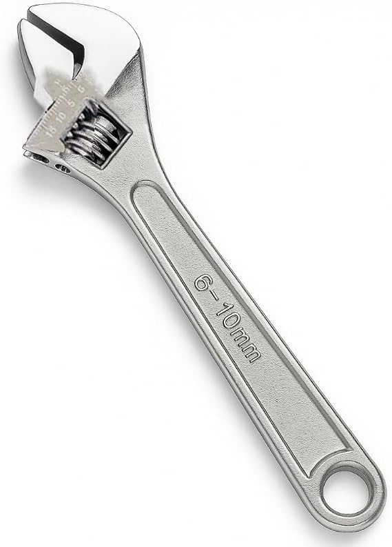 6" (15.2 cm) Adjustable Wrench | 10" (25.4 cm) Optimal Length | Chrome-Plated | Forged Alloy Steel | Rust-Resistant | Durable & Reliable | Hole for Hanging Storage
