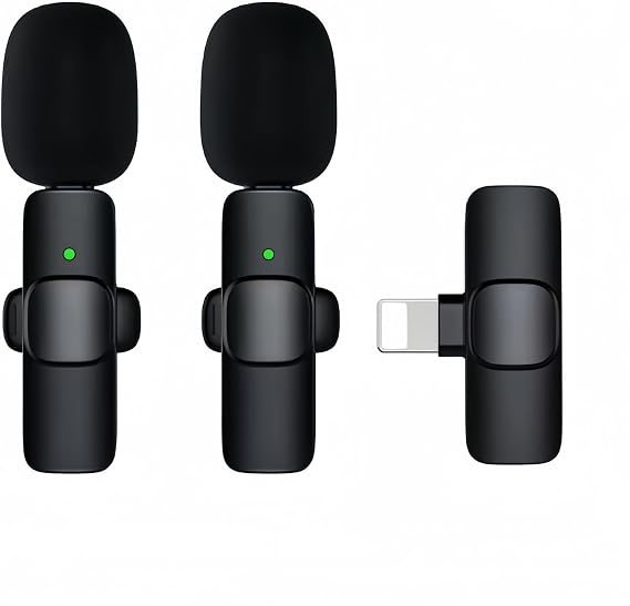 K9 Professional Wireless Lavalier Lapel Microphone for iPhone, iPad - Cordless Omnidirectional Condenser Recording Mic for Interview Video Podcast Vlog YouTube (K9IOS1-2)