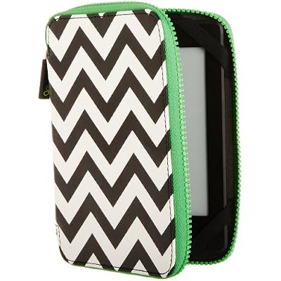 PUNCHCASE By Leslie Hsu Ace Zip Around Cover, Black/White Chevron (fits Kindle, Paperwhite, and Touch)