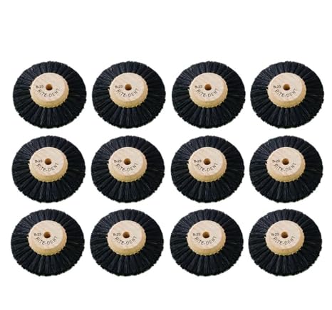 Lathe Round Bristles Polishing Brush B27 Wood Center Dental Laboratory - 12 Pack
