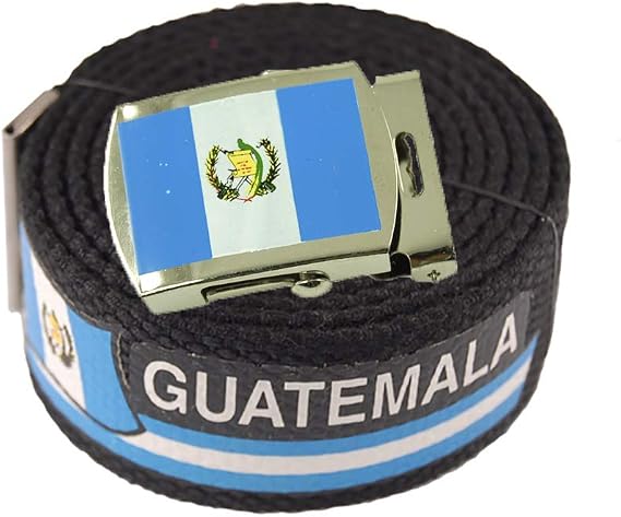 ACCmall Guatemala Flag Canvas Military Black Web Belt & Buckle 60 Inch