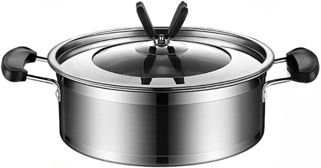 Ladfrol Cookpot, Double Handle Cookpot, Extra Large Cookpot, Deep Pot, Stainless Steel, Multi-functional Cookware, With Lid, Large Capacity, Thickening Cookware, Red Hot, Easy Care, For Home Use,
