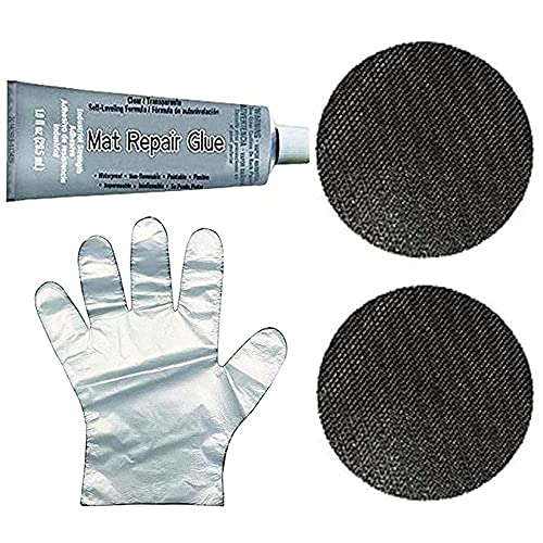 Best Trampoline Single Mat Repair Kit - 2 Inch Round Patches & Glue Tube with Disposable Glove - Repair
