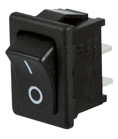 Zf Electronics Switch, Rocker, Spst, 10A, 250V, Black - SRB22A2FBBNN