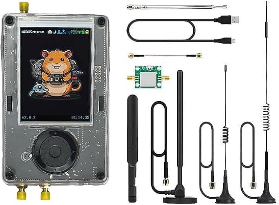 New Black PortaPack H4M + HackRF Kit SDR Development Board with 3.2 LCD, Transparent Shell & Antennas for Electronics & Engineering Projects