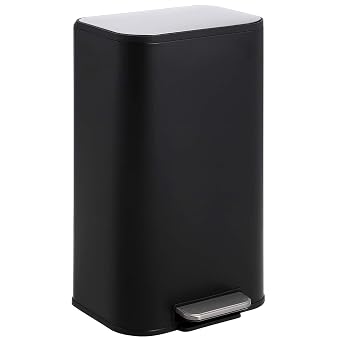 TrailBlaze Slim Bathroom Trash Can, 8 Gal/30L Stainless Steel Waste Bins, Soft-Close Lid, Step-on Garbage Bin, Narrow Recycle Bins for Kitchen, Office, Bathroom, White (with Removable Inner Bucket)