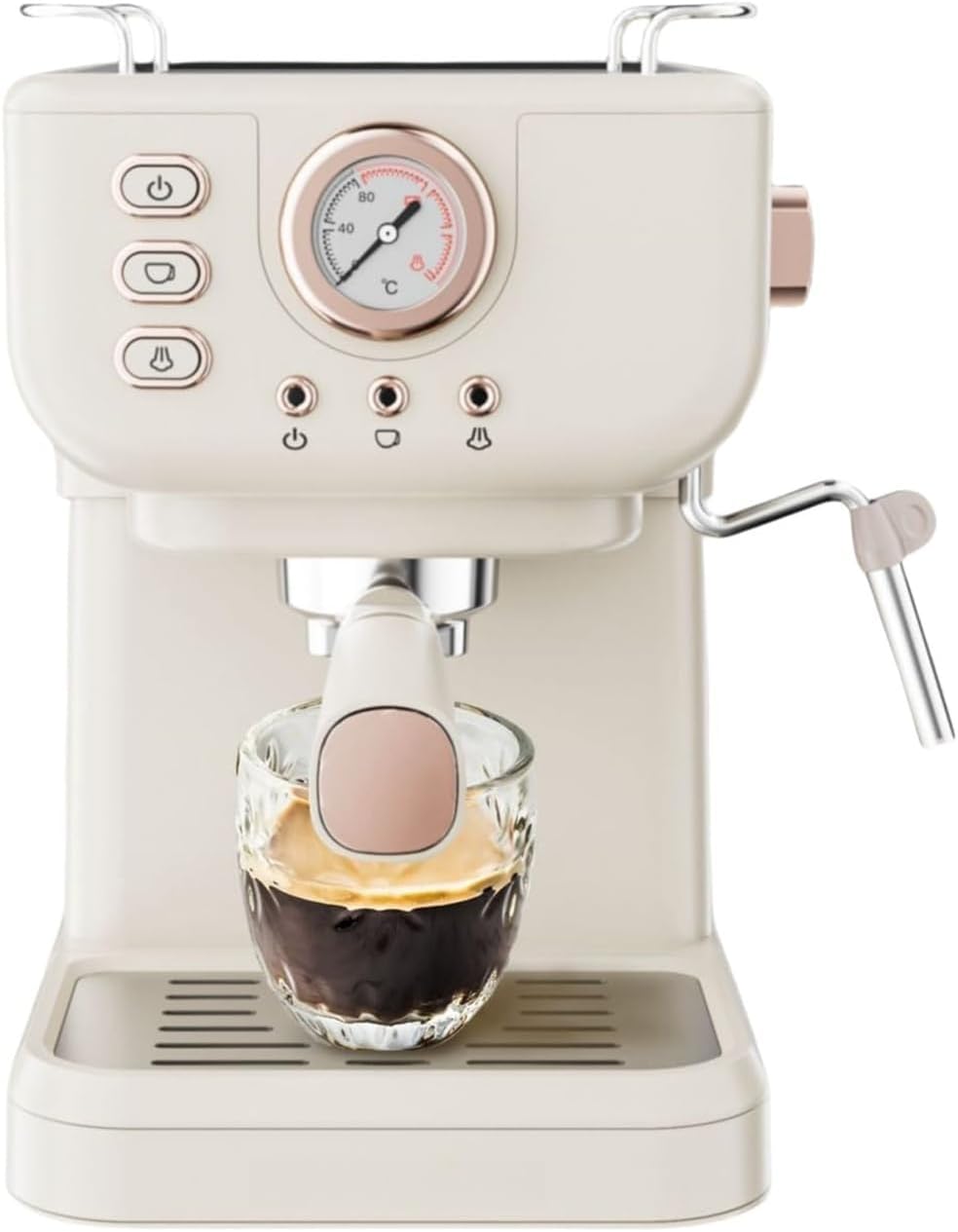 Home Espresso Machine, Home Small Semi-Automatic Espresso Machine, Retro Mini All-in-One Coffee Machine Coffee Machine, Espresso Machine, 20Bar Pressure, Large Capacity, Removable Water Tank, Visible