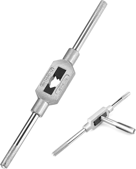 Adjustable Tap Wrench Handle for Metric M1–12, Thread Tap Holder Reamer, Zinc Alloy Tap Tool with Extractor Function for Machinist Repair & DIY Threading