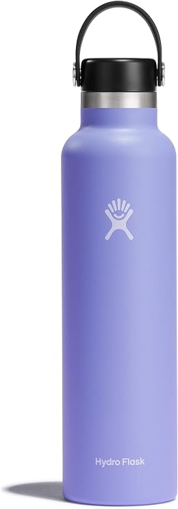 HYDRO FLASK - Water Bottle 709 ml (24 oz) - Vacuum Insulated Stainless Steel Water Bottle with Leak Proof Flex Cap and Powder Coat - BPA-Free - Standard Mouth - Lupine