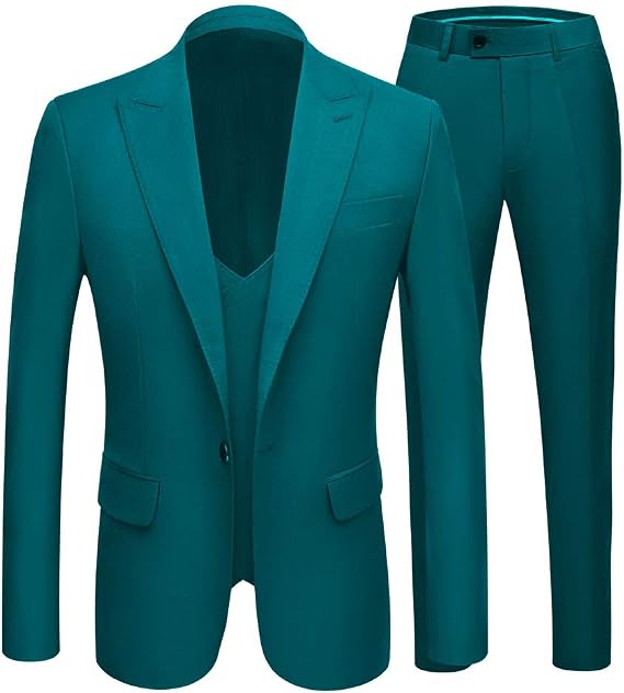 Men's Slim Fit 3 PC Groom Tuxedos Peak Lapel Wedding Suits Prom Party Men Suits