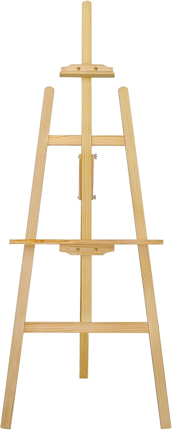 Studio Easel Stand 59" - Wooden Tripod Easel for Painting, Drawing, Wedding Decor - Adjustable Height & Angle for Canvas, Artwork, Exhibition, Craft - Easy to Assemble & Store