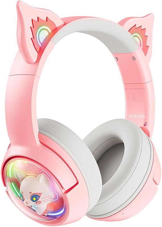 Wireless Bluetooth Gaming Headset with Cat Ear Pink