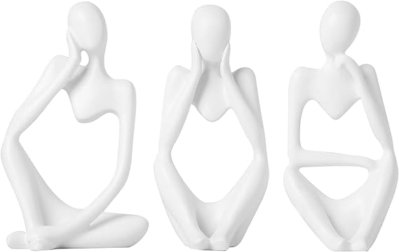 Pack of 3 Thinker Statues Decoration Abstract Statue Resin Sculpture Figures Thinker Decoration Living Room Bookshelf Bedroom Office