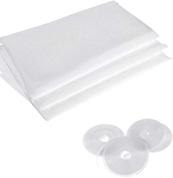 Insect Screen Net for Windows, 2.0m x 1.5m, White with 4 Rolls Self-Adhesive Tapes, Fly Bug Mosquito Protector Kit, Netting Cover