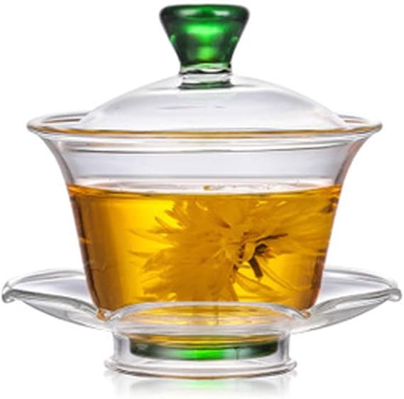 Chinese Glass Gaiwan Traditional Kongfu Tea Cup 170ml,Classic Tea Set Cup with lid and Saucer