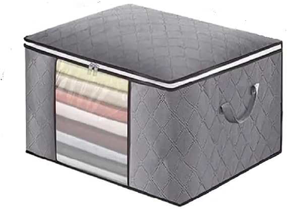 1pc Large Capacity Clothes Storage Bag Organizer With Reinforced Handle Thick Fabric, Horizontal