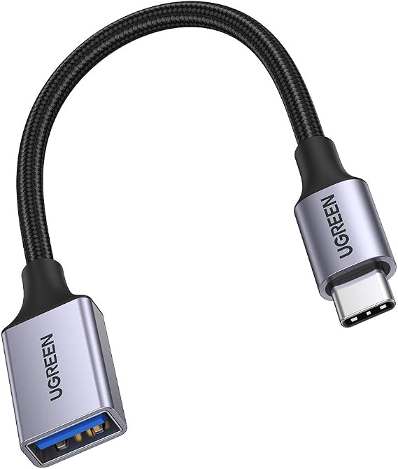 UGREEN USB C to USB 3.0 Type C Male to Type A Female Adapter, Grey | 5Gbps, OTG Cable, Nylon Braided, Aluminium, Compatible with iPhone 17 Pro Max Air 16 15 Galaxy S26 MacBook Air iPad