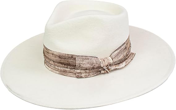 Peter Grimm Perla Wide Brim Wool Banded Hat, White