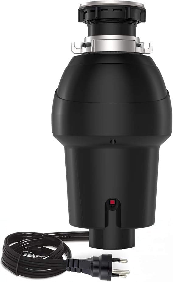 Garbage Disposal with Air Switch, 3/4 HP, 4-Stage Grinding, 3500 RPM, Quiet Kitchen Food Waste Disposer, ABS & Stainless Steel, Matte Black, Compact Fit, Home Kitchen Solution