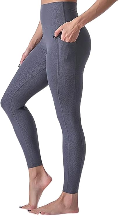 Sunzel Workout Leggings for Women, Squat Proof High Waisted Yoga Pants 4 Way Stretch, Buttery Soft 7/8 Leggings with Pockets Gray Stone XS