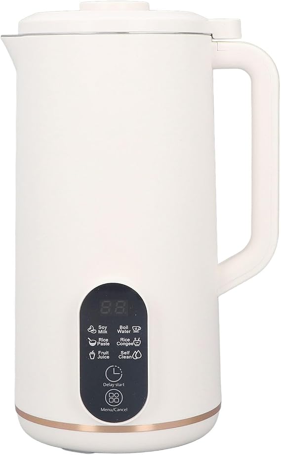Nut Milk Maker Machine, Automatic Almond Milk Machine for Homemade Almond, Oat, Soy, Dairy Free Beverages, Vegetable Based Milk Maker with Delay Start, Heat Retention, Automatic Wash & Boil White US Plug 110V