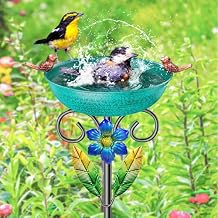 Metal Bird Bath for Outside, 42.5 Freestanding Birdbaths Detachable Decoration Spa Birdfeeder, Bird Baths Feeder Bowl for Outdoors Garden Patio Yard Lawn Decor (Retro Green)
