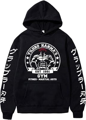 LiuSong Baki Hanma Hoodie Adult Men Baki Cosplay The King Yujiro Costume Sweaters Pullover Hooded Sweatshirts Black 7, m