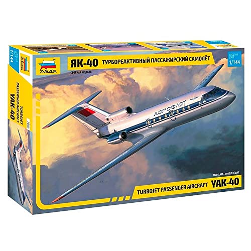 Zvezda - 7030-Yak-401144 Turbojet Passenger Aircraft, 1144 Scale, Plastic Model Kit, Colour Mehrfarbig, ZS7030