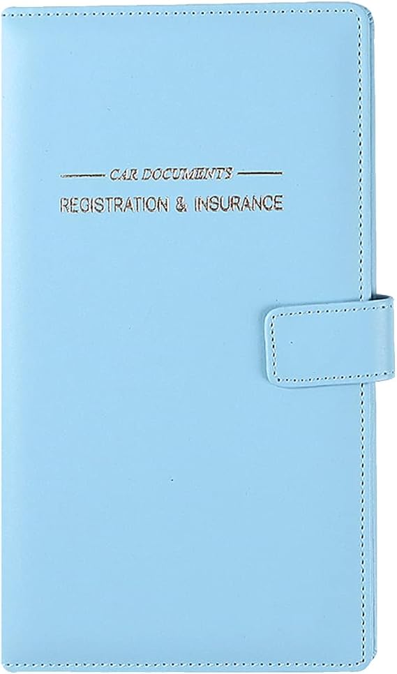 GNEGNI Car Registration and Insurance Holder - PU Leather Organizer | 7-Pocket Vehicle Glove Box Organizer with Magnetic Closure for Driver License and Cards, Slim Design: 5.12" X 9.25"