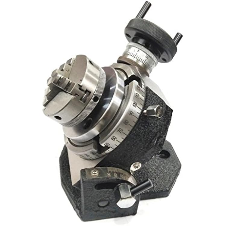 Assorts Precision 4 100 Mm Tilting Milling Indexing Rotary Table With Small Chuck, Back Plate & Fixing T Nuts Bolts-metalworking Engineering Machine Tools With 65 Mm 4 Jaw Self Centering