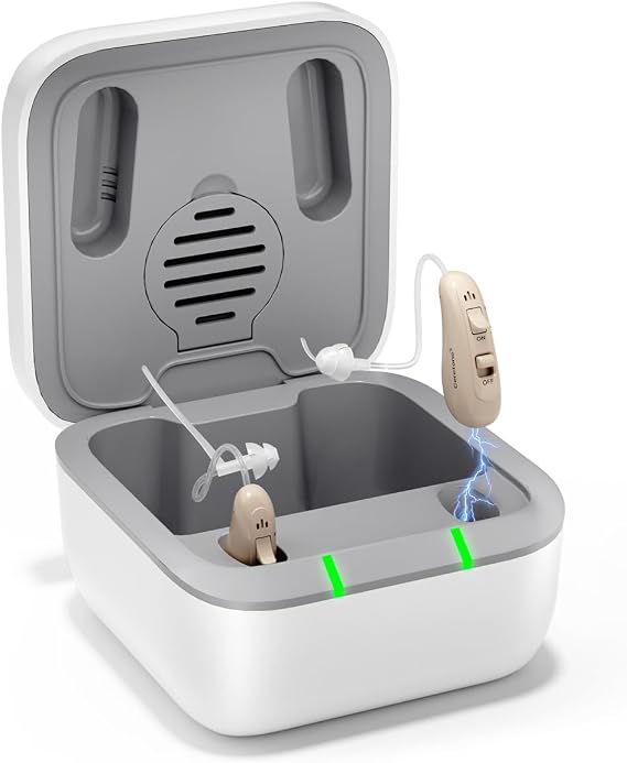 Ceretone OTC Behind-the-Ear Rechargeable Hearing Aids for Seniors, Discreet | INTRICON Chip & KNOWLES Speaker, Superior Sound Quality, Lightweight & Comfortable Hearing Aids, Great Gift