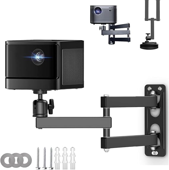 Foldable Projector Wall Mount 360° Adjustable Ceiling Mount & Wall Mount for Projector with 1/4 Inch Thread Universal Projector Stand for Home Cinema Office and Conference Rooms Projector Stand