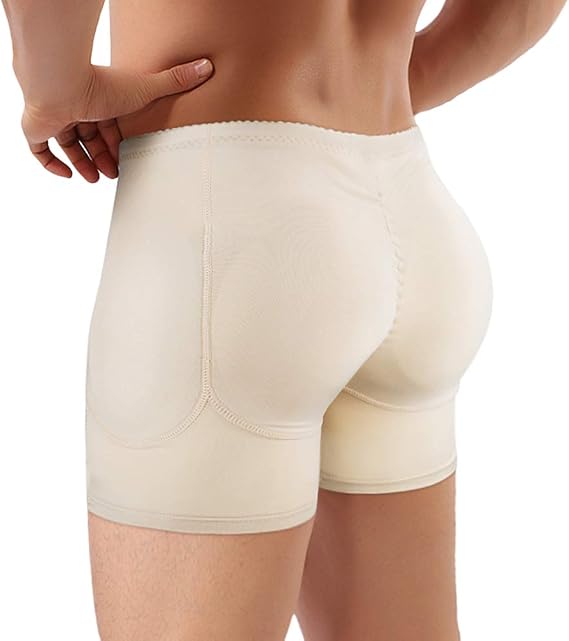 NonEcho Men Padded Underwear Briefs Boxers Men Butt Booster Hip Enhancer 4 Detachable Pads