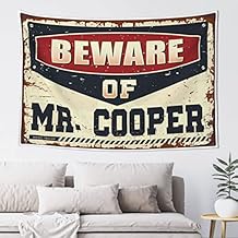 PLOWS Room Door Decor Beware Of Mr. Cooper Tapestry Wall Hanging Decor Cave Man Bar(75X100CM)