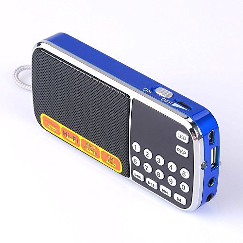 Leting Radios Portable AM with MP3 Speaker, Portable Radio Support TF CardUSB,Rechargeable Battery Powered FM Radio,Mini Radio with Best Reception Blue