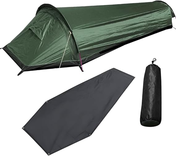 HXBER Single Person Backpacking Tent Hiking Bivy Tent Lightweight Sleeping Bag Tent with Ground Cloth