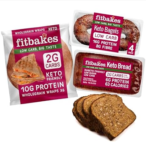 Fit bakes Keto Bread Bundle : Keto Wraps, Low Carb Bread, Keto Bagels. 2g Carbs Per Slice, Protein Snacks, Wholegrain Protein Bread, Multi Seeded Loaf, Fitbakes
