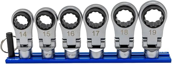 VIM 6 PC. 12PT Nano Flex Offset RATCHETING Attachment Set - 3/8" Drive (14-19MM)