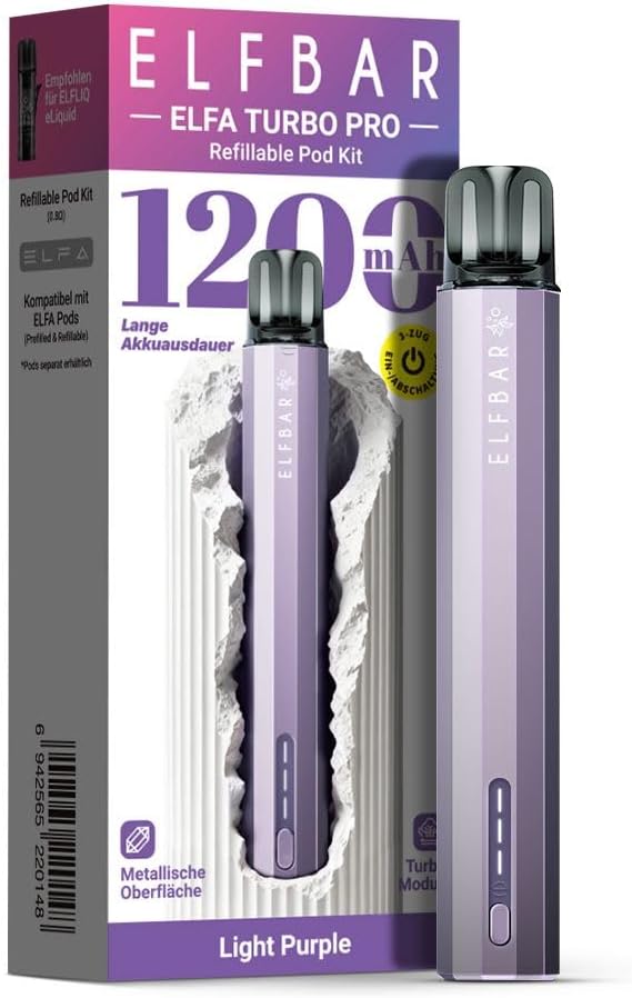 Refillable Pod Kit [1200mAh] - Refillable Pod System with USB-C 2 Power Modes & Metallic Finish Compatible with ELFA Pods No Liquid (Light Purple)