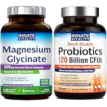 Innate Vitality Magnesium Glycinate & Probiotics 120 Billion Bundle, Non-GMO, No Gluten Dairy Soy & Vegan, Magnesium (120 Caps) & Probiotic (30 Caps)