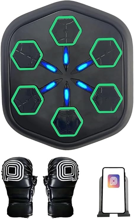 Boxing Machine Wall Mounted, Smart Music Boxing Machine with LED, Electronic Punching Machine with Phone Holder & Boxing Gloves for Home Exercise Stress Release Boxing Game