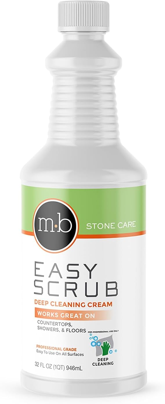 MB Stone Granite, Quartz Marble, Stone Countertop Cleaner for Countertops Showers Floors, Removes Water Spots, Soap, Film, Grease, Easy Scrub Deep Cleaning Cream Professional Grade Abrasive