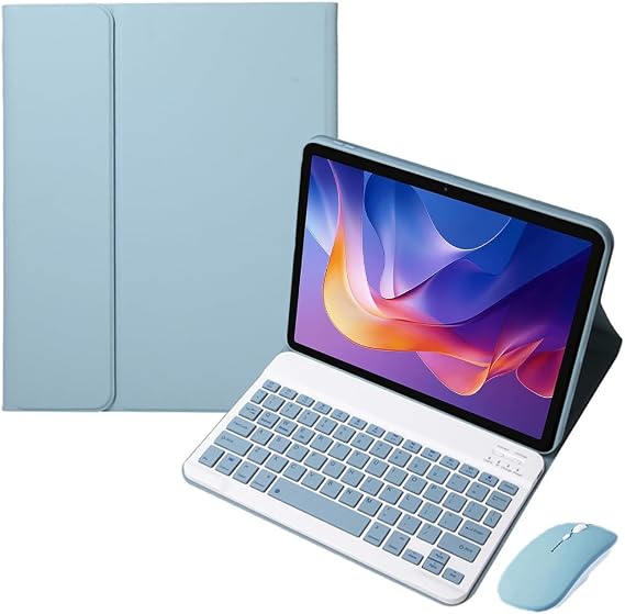 Keyboard Case for Xiaomi Redmi Pad 2 2025 11 inch, Case with English Keyboard and Mouse, Detachable, Rechargeable, Stand Case (Misty Blue)