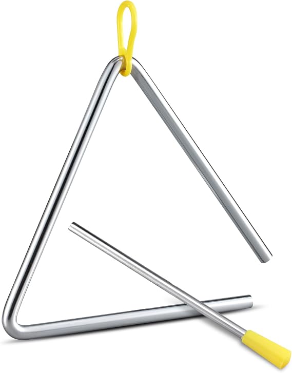TIPTAP Hand Percussion Triangle, 6IN Musical Steel Triangle with Striker, Percussion Instrument with Exquisite Sound, Instrument for Orff Music Education
